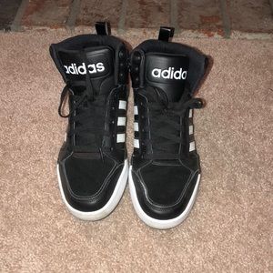 Black Adidas Neo High Tops Cloud Foam Foot Bed